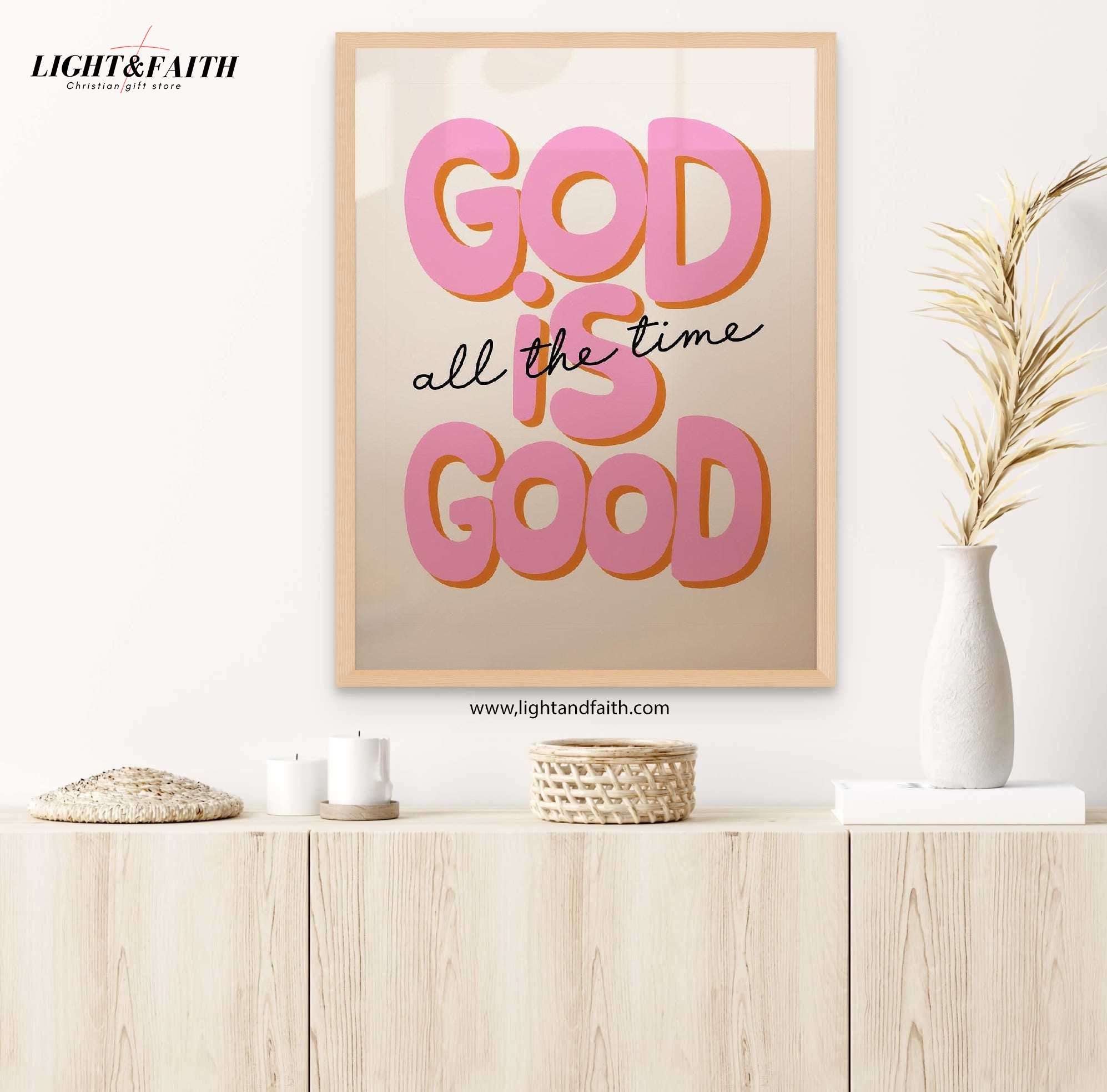 God Is Good All the Time Poster, Retro Christian Art Poster, Teen Girl Bedroom Decor, Jesus Poster, Bible Art Poster